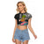 Hawaii Pineapple Surfing Kakau Tribal Personalised Raglan Cropped T Shirt LT03 Female Brown - Polynesian Pride