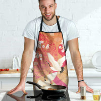 Hawaiian and Japanese Culture Together Apron Kakau Art Tattoo with Cranes and Sakura Spring Vibe - Polynesian Pride