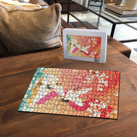 Hawaiian and Japanese Culture Together Puzzle Kakau Art Tattoo with Cranes and Sakura Spring Vibe - Polynesian Pride