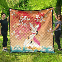 Hawaiian and Japanese Culture Together Quilt Kakau Art Tattoo with Cranes and Sakura Spring Vibe - Polynesian Pride