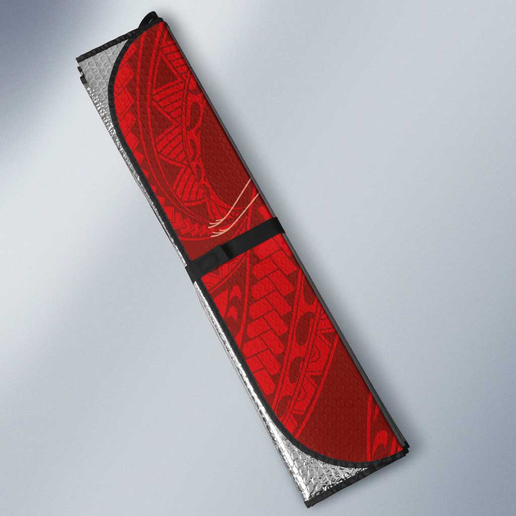 Hawaiian and Japanese Culture Together Auto Sun Shade Red Ohia Lehua Plumeria and Sakura Blooming LT03 - Polynesian Pride
