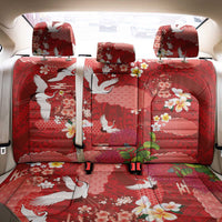 Hawaiian and Japanese Culture Together Back Car Seat Cover Red Ohia Lehua Plumeria and Sakura Blooming - Polynesian Pride