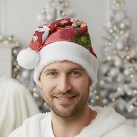 Hawaiian and Japanese Culture Together Christmas Santa Hat Red Ohia Lehua Plumeria and Sakura Blooming - Polynesian Pride