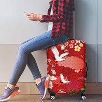 Hawaiian and Japanese Culture Together Luggage Cover Red Ohia Lehua Plumeria and Sakura Blooming - Polynesian Pride