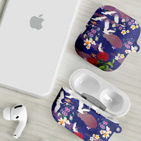 Hawaiian and Japanese Culture Together AirPods Case Blue Ohia Lehua Plumeria and Sakura Blooming - Polynesian Pride