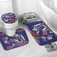 Hawaiian and Japanese Culture Together Bathroom Set Blue Ohia Lehua Plumeria and Sakura Blooming - Polynesian Pride