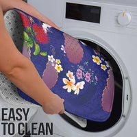 Hawaiian and Japanese Culture Together Bathroom Set Blue Ohia Lehua Plumeria and Sakura Blooming - Polynesian Pride