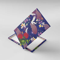 Hawaiian and Japanese Culture Together Canvas Wall Art Blue Ohia Lehua Plumeria and Sakura Blooming - Polynesian Pride