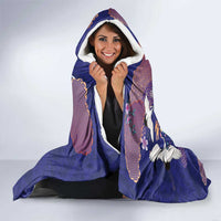 Hawaiian and Japanese Culture Together Hooded Blanket Blue Ohia Lehua Plumeria and Sakura Blooming - Polynesian Pride