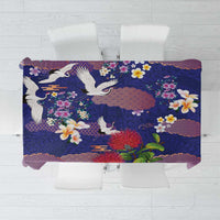 Hawaiian and Japanese Culture Together Tablecloth Blue Ohia Lehua Plumeria and Sakura Blooming - Polynesian Pride