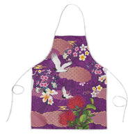 Hawaiian and Japanese Culture Together Apron Purple Ohia Lehua Plumeria and Sakura Blooming - Polynesian Pride