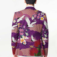 Hawaiian and Japanese Culture Together Blazer Purple Ohia Lehua Plumeria and Sakura Blooming - Polynesian Pride