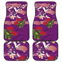 Hawaiian and Japanese Culture Together Car Mats Purple Ohia Lehua Plumeria and Sakura Blooming - Polynesian Pride
