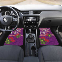 Hawaiian and Japanese Culture Together Car Mats Purple Ohia Lehua Plumeria and Sakura Blooming - Polynesian Pride