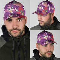 Hawaiian and Japanese Culture Together Classic Cap Purple Ohia Lehua Plumeria and Sakura Blooming - Polynesian Pride