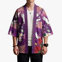 Hawaiian and Japanese Culture Together Kimono Purple Ohia Lehua Plumeria and Sakura Blooming - Polynesian Pride