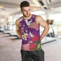 Hawaiian and Japanese Culture Together Men Tank Top Purple Ohia Lehua Plumeria and Sakura Blooming - Polynesian Pride