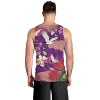 Hawaiian and Japanese Culture Together Men Tank Top Purple Ohia Lehua Plumeria and Sakura Blooming - Polynesian Pride