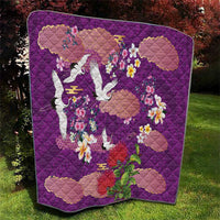 Hawaiian and Japanese Culture Together Quilt Purple Ohia Lehua Plumeria and Sakura Blooming - Polynesian Pride