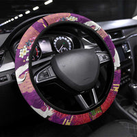 Hawaiian and Japanese Culture Together Steering Wheel Cover Purple Ohia Lehua Plumeria and Sakura Blooming - Polynesian Pride