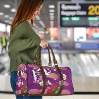 Hawaiian and Japanese Culture Together Travel Bag Purple Ohia Lehua Plumeria and Sakura Blooming - Polynesian Pride