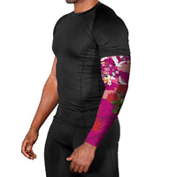 Hawaiian and Japanese Culture Together Arm Sleeves Pink Ohia Lehua Plumeria and Sakura Blooming - Polynesian Pride