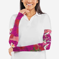 Hawaiian and Japanese Culture Together Arm Sleeves Pink Ohia Lehua Plumeria and Sakura Blooming - Polynesian Pride