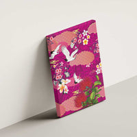 Hawaiian and Japanese Culture Together Canvas Wall Art Pink Ohia Lehua Plumeria and Sakura Blooming - Polynesian Pride