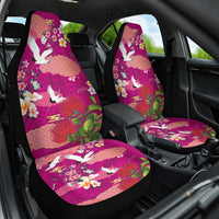 Hawaiian and Japanese Culture Together Car Seat Cover Pink Ohia Lehua Plumeria and Sakura Blooming - Polynesian Pride