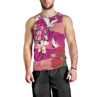 Hawaiian and Japanese Culture Together Men Tank Top Pink Ohia Lehua Plumeria and Sakura Blooming - Polynesian Pride