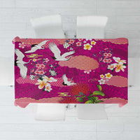 Hawaiian and Japanese Culture Together Tablecloth Pink Ohia Lehua Plumeria and Sakura Blooming - Polynesian Pride