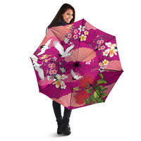 Hawaiian and Japanese Culture Together Umbrella Pink Ohia Lehua Plumeria and Sakura Blooming - Polynesian Pride