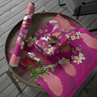 Hawaiian and Japanese Culture Together Wrapping Paper Pink Ohia Lehua Plumeria and Sakura Blooming LT03 - Polynesian Pride