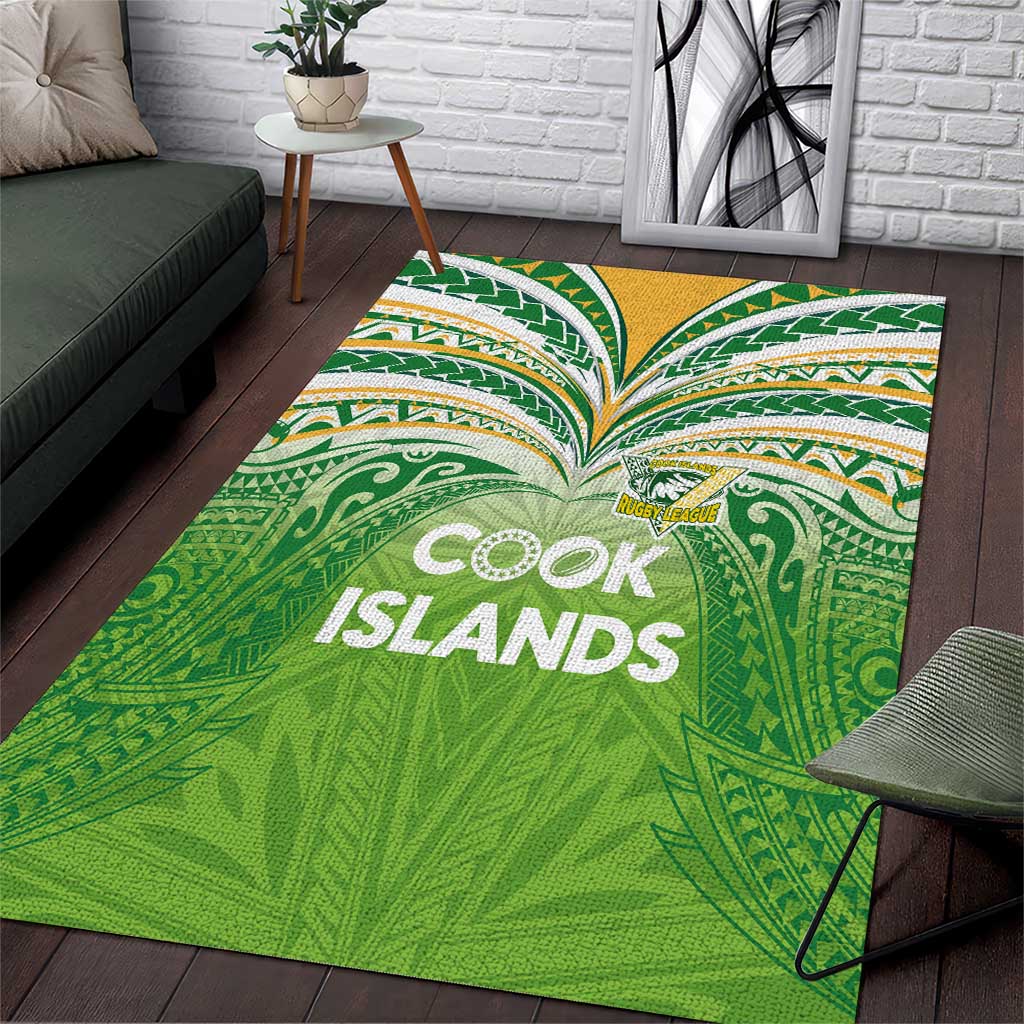 Cook Islands Rugby League Area Rug Tatau Tribal Motifs-Light Green Color - Polynesian Pride