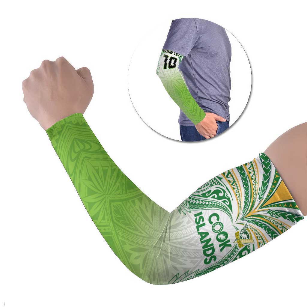 Custom Cook Islands Rugby League Arm Sleeves Tatau Tribal Motifs-Light Green Color - Polynesian Pride
