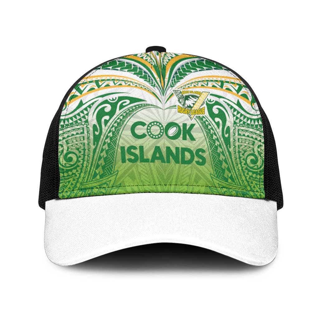 Cook Islands Rugby League Baseball Net Cap Tatau Tribal Motifs-Light Green Color - Polynesian Pride