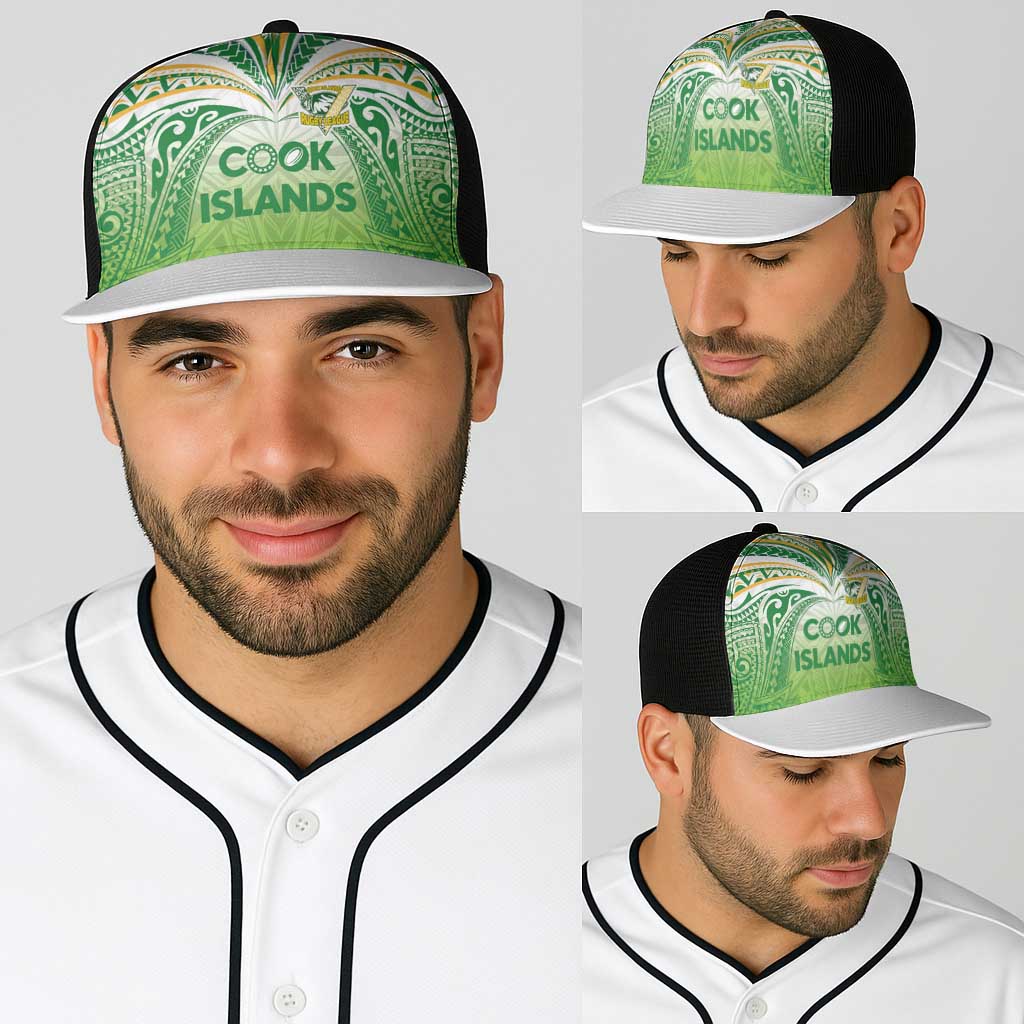 Cook Islands Rugby League Baseball Net Cap Tatau Tribal Motifs-Light Green Color - Polynesian Pride