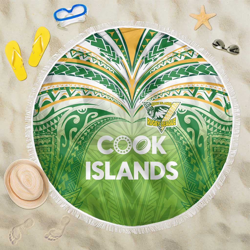 Cook Islands Rugby League Beach Blanket Tatau Tribal Motifs-Light Green Color - Polynesian Pride