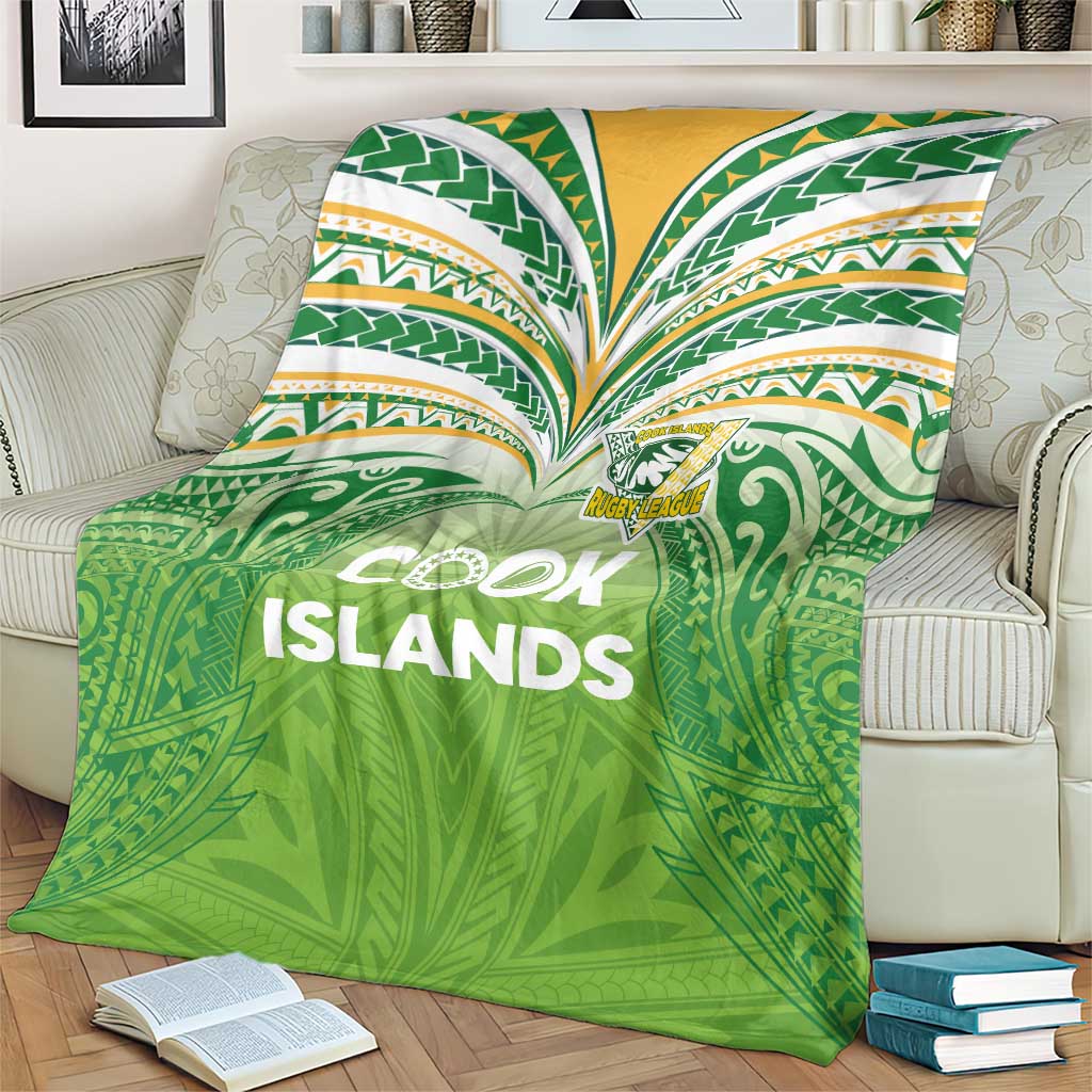 Cook Islands Rugby League Blanket Tatau Tribal Motifs-Light Green Color - Polynesian Pride