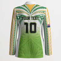Custom Cook Islands Rugby League Blazer Tatau Tribal Motifs-Light Green Color - Polynesian Pride