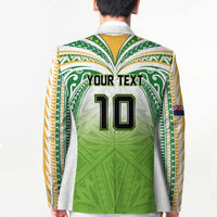 Custom Cook Islands Rugby League Blazer Tatau Tribal Motifs-Light Green Color - Polynesian Pride