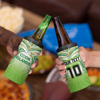 Custom Cook Islands Rugby League 4 in 1 Can Cooler Tumbler Tatau Tribal Motifs-Light Green Color - Polynesian Pride