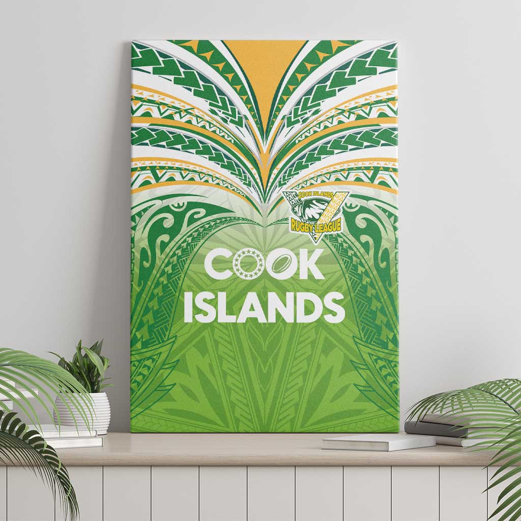 Cook Islands Rugby League Canvas Wall Art Tatau Tribal Motifs-Light Green Color - Polynesian Pride