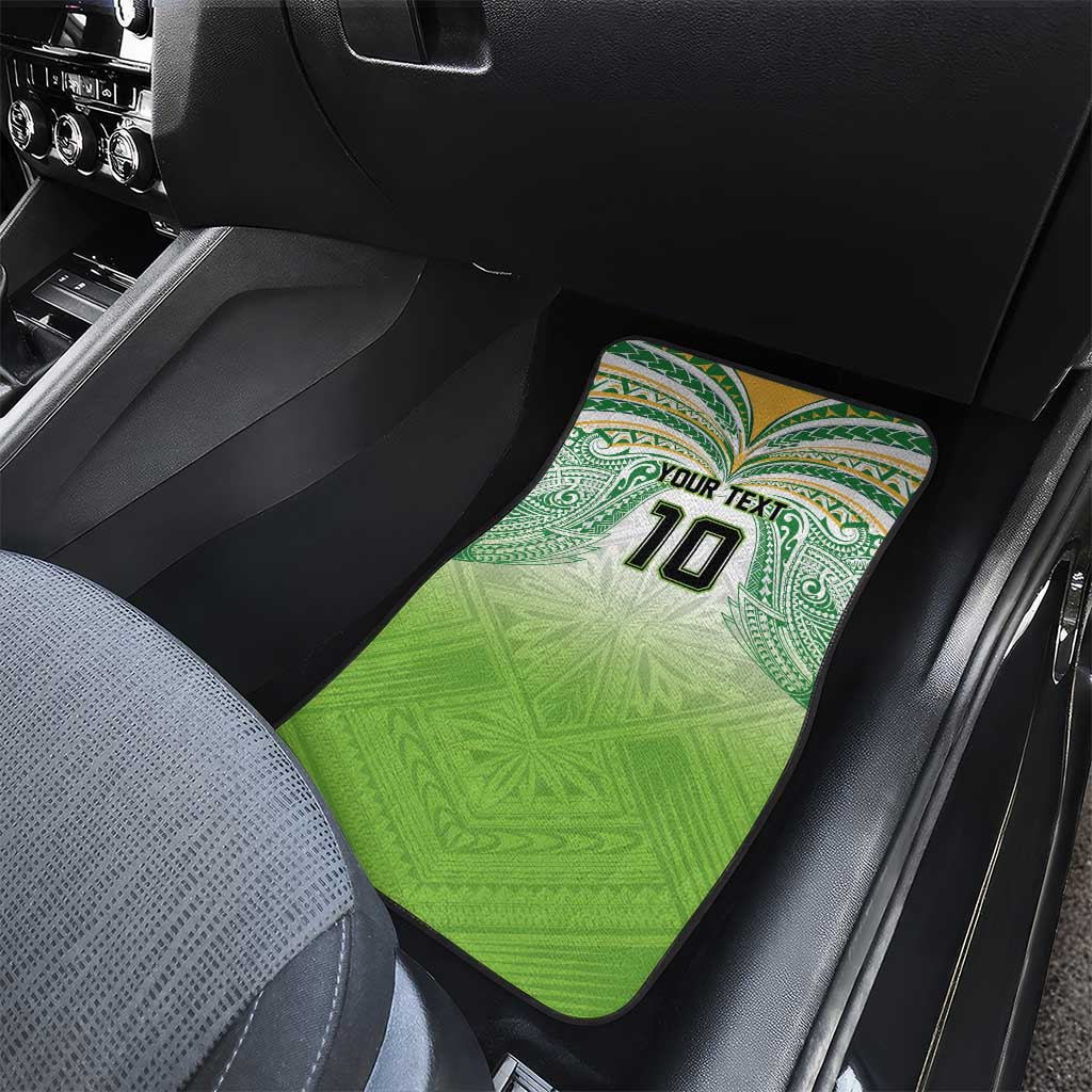 Custom Cook Islands Rugby League Car Mats Tatau Tribal Motifs-Light Green Color - Polynesian Pride