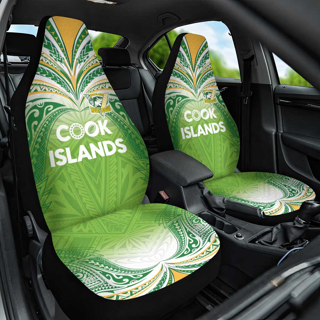 Cook Islands Rugby League Car Seat Cover Tatau Tribal Motifs-Light Green Color - Polynesian Pride