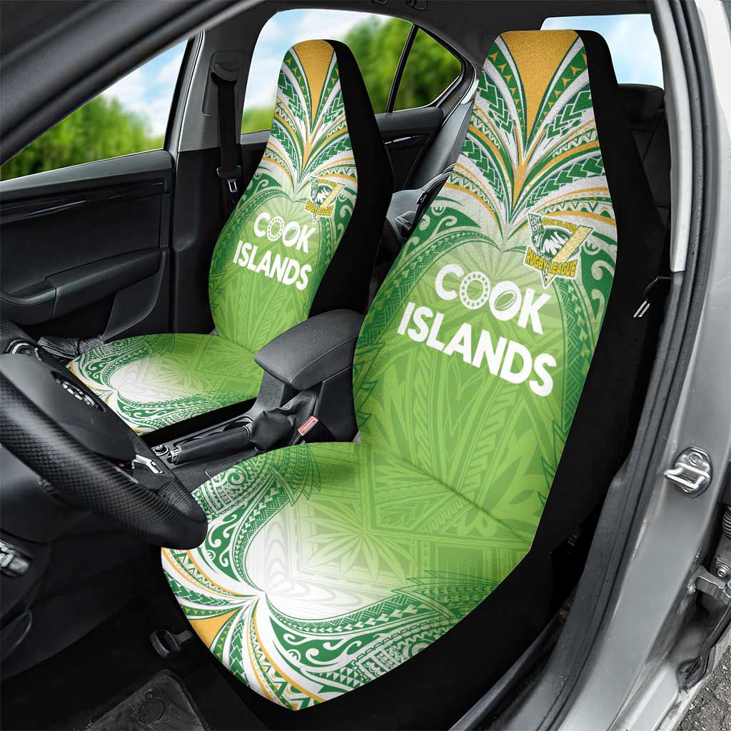 Cook Islands Rugby League Car Seat Cover Tatau Tribal Motifs-Light Green Color - Polynesian Pride