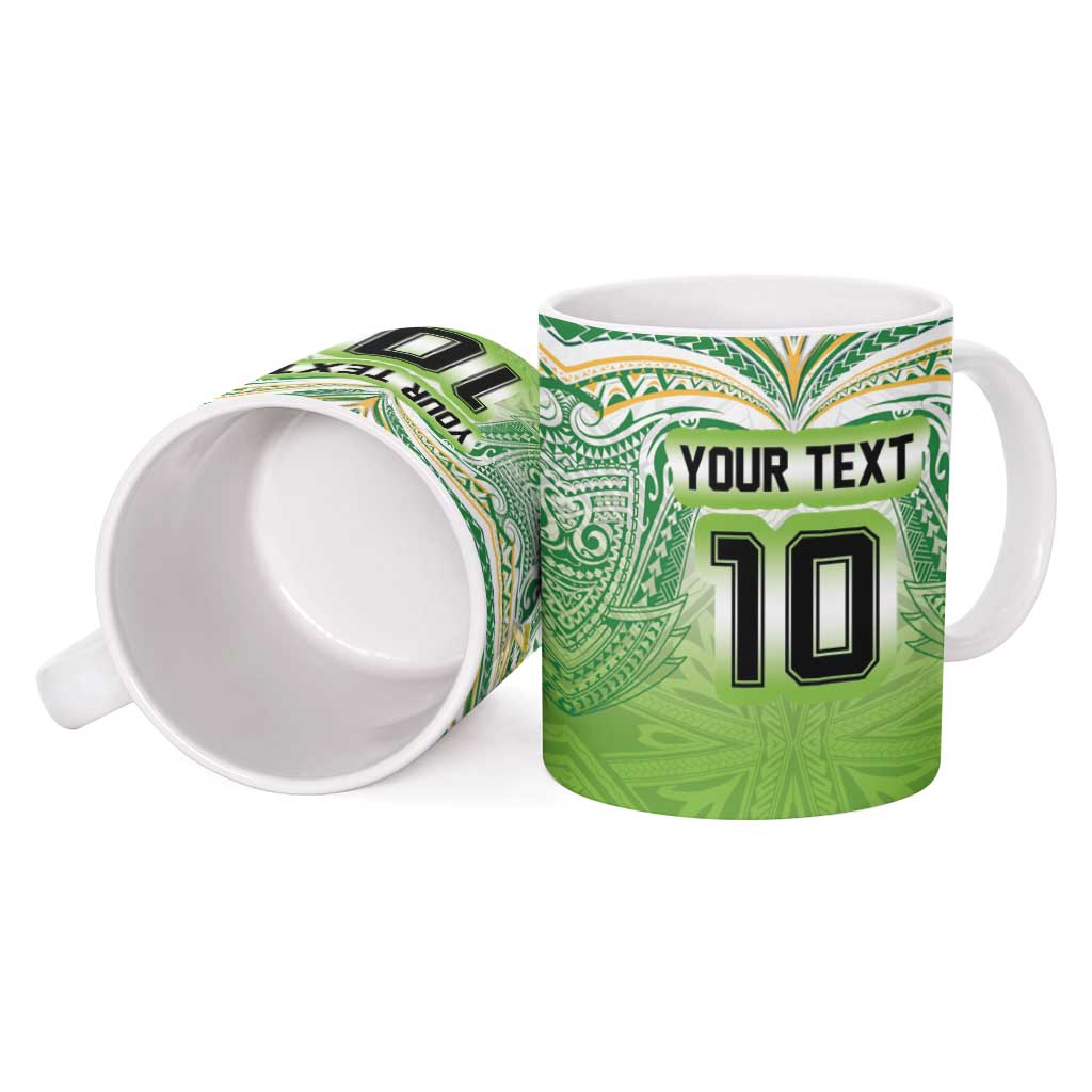 Custom Cook Islands Rugby League Ceramic Mug Tatau Tribal Motifs-Light Green Color - Polynesian Pride