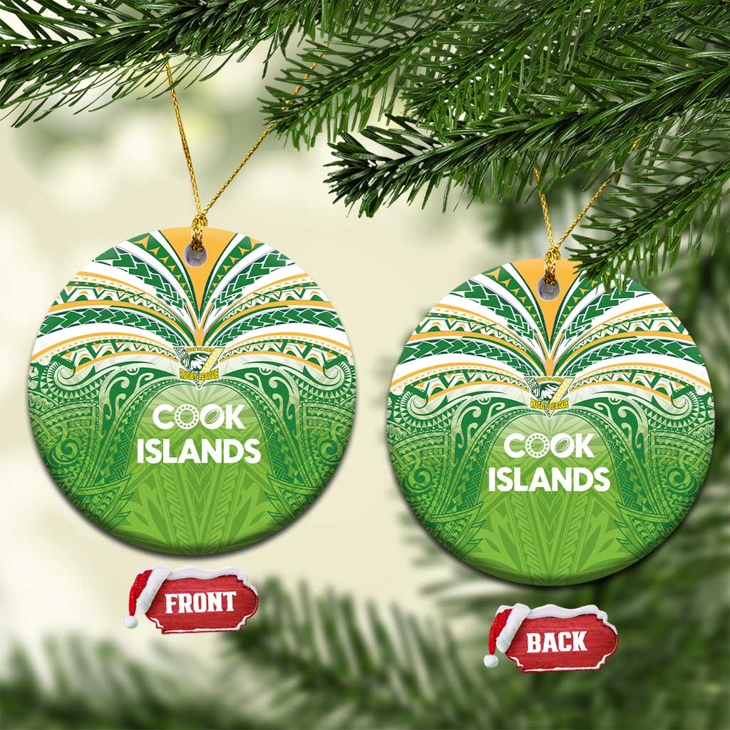 Cook Islands Rugby League Ceramic Ornament Tatau Tribal Motifs-Light Green Color - Polynesian Pride