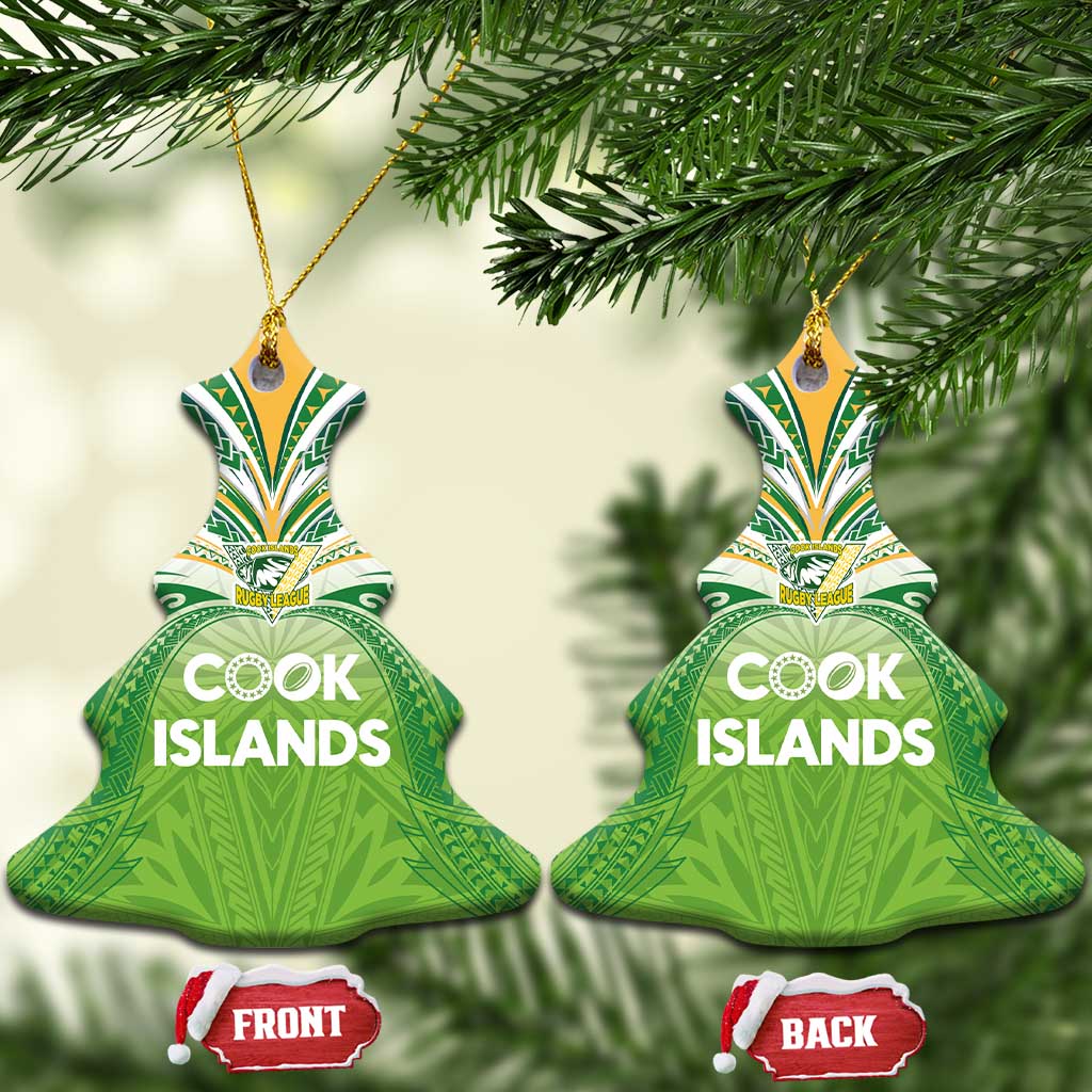 Cook Islands Rugby League Ceramic Ornament Tatau Tribal Motifs-Light Green Color - Polynesian Pride