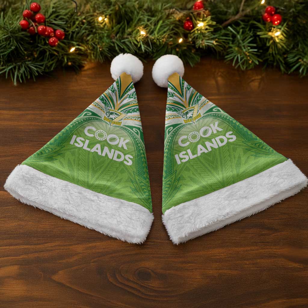 Cook Islands Rugby League Christmas Santa Hat Tatau Tribal Motifs-Light Green Color - Polynesian Pride